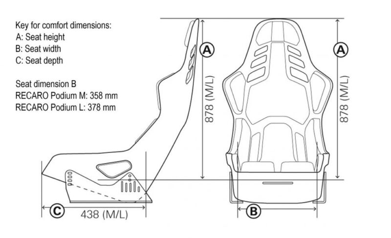 Asiento deportivo RECARO PODIUM (varios colores y tallas)