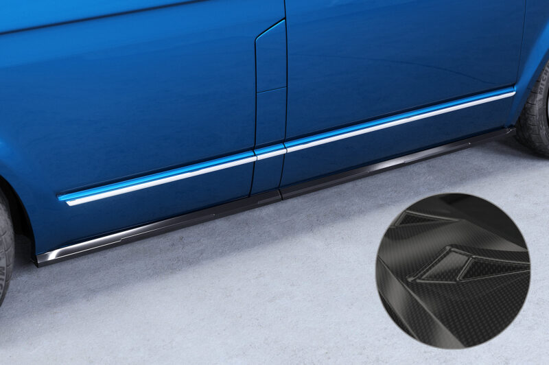 Faldones laterales para VW T5 / T6 / T6.1 Furgoneta SS476-C Carbon look 1