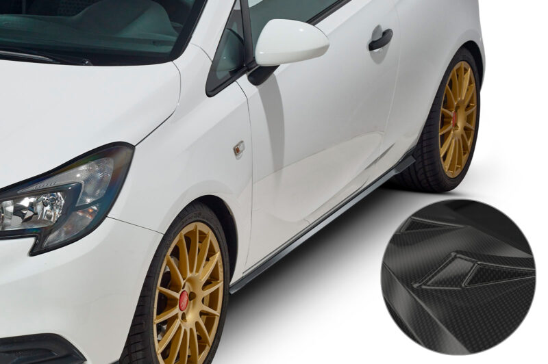 Faldones laterales para Opel Corsa E 3 puertas SS479-C Carbon look 1