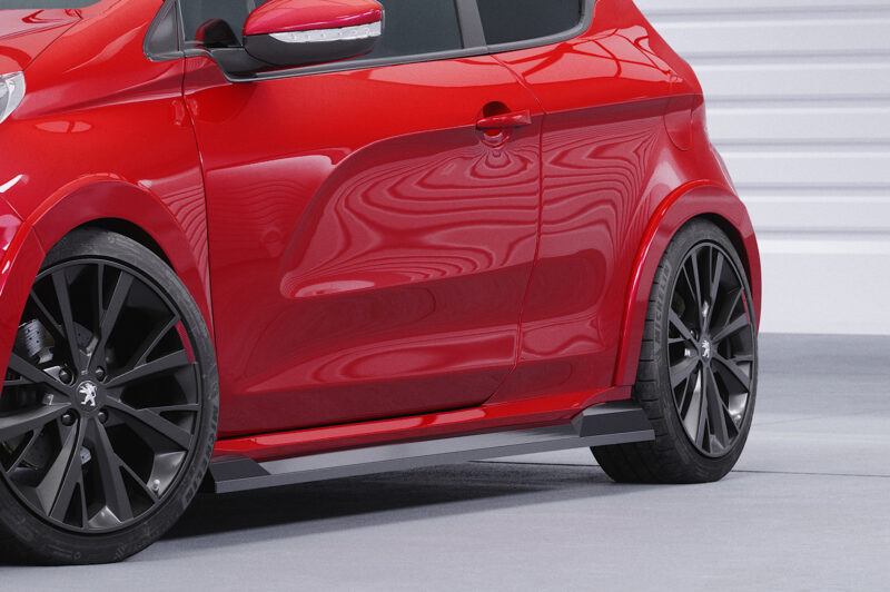 Faldones laterales para Peugeot 208 (1.a Gen) GTi SS544-S Negro mate 3