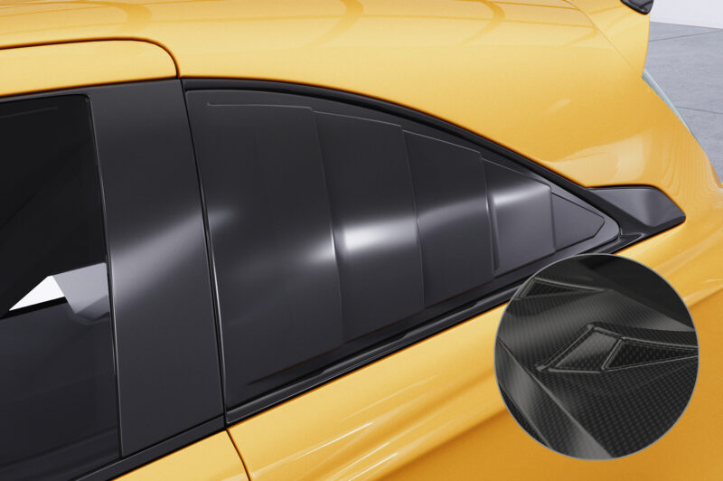 Cubiertas de lunas laterales para Opel Corsa E 3 puertas SSB007-C Carbon look 1